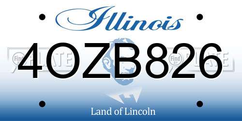 4OZB826 Illinois License Plate