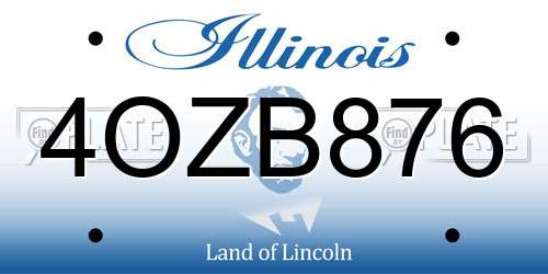 4OZB876 Illinois License Plate