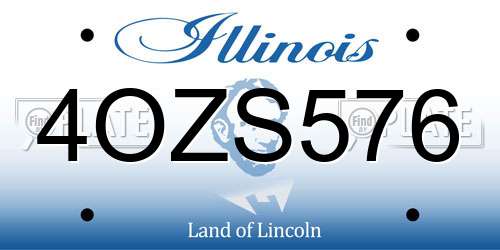 4OZS576 Illinois License Plate