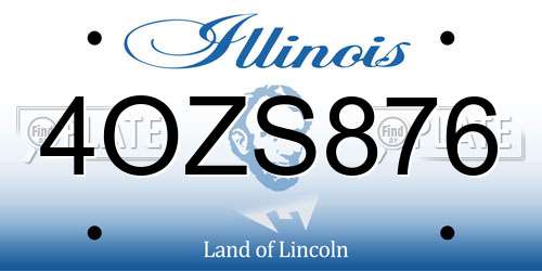4OZS876 Illinois License Plate