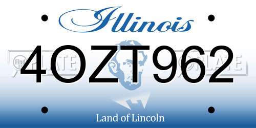 4OZT962 Illinois License Plate