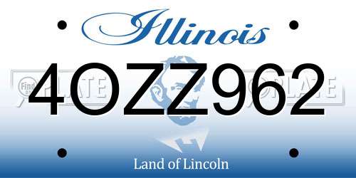 4OZZ962 Illinois License Plate