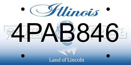4PAB846 Illinois License Plate