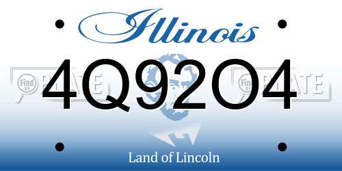 4Q92O4 Illinois License Plate