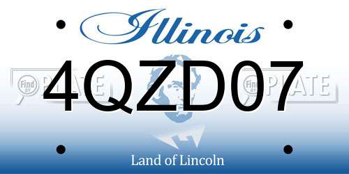 4QZD07 Illinois License Plate