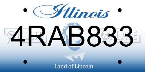 4RAB833 Illinois License Plate