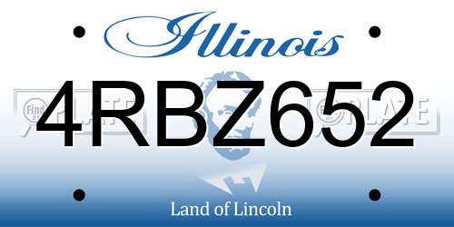 4RBZ652 Illinois License Plate