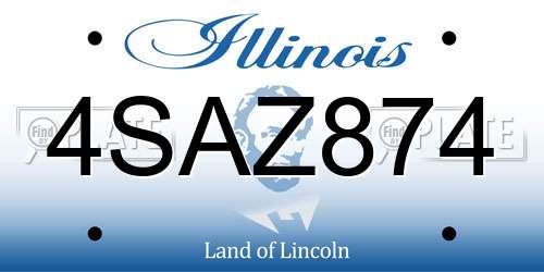4SAZ874 Illinois License Plate