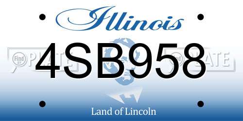 4SB958 Illinois License Plate