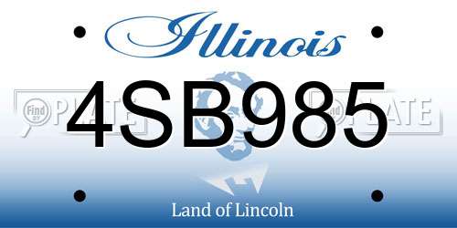 4SB985 Illinois License Plate