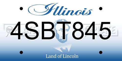 4SBT845 Illinois License Plate