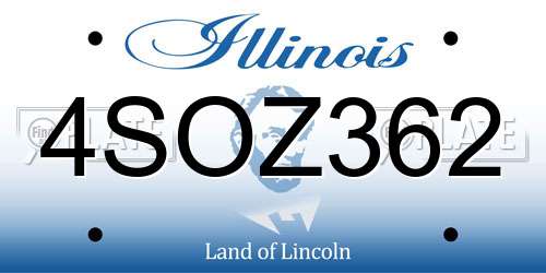4SOZ362 Illinois License Plate