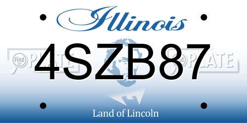 4SZB87 Illinois License Plate