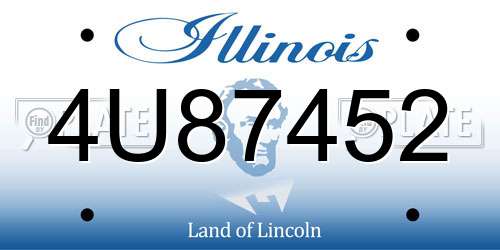 4U87452 Illinois License Plate