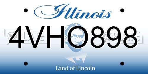 4VHO898 Illinois License Plate