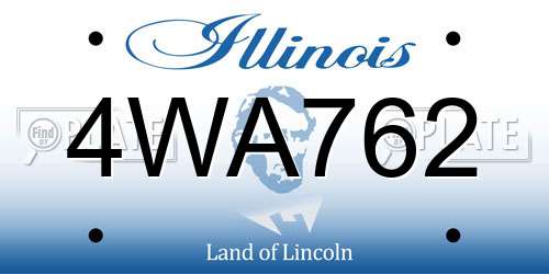 4WA762 Illinois License Plate