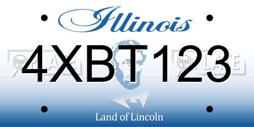 4XBT123 Illinois License Plate