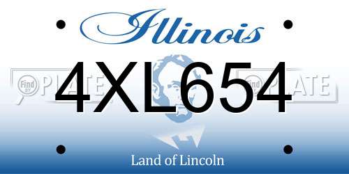 4XL654 Illinois License Plate