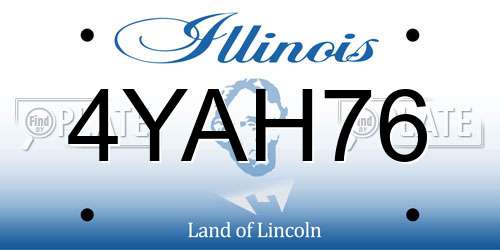 4YAH76 Illinois License Plate