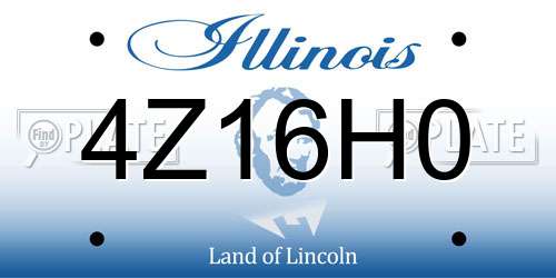 4Z16H0 Illinois License Plate