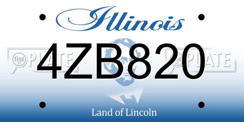 4ZB820 Illinois License Plate