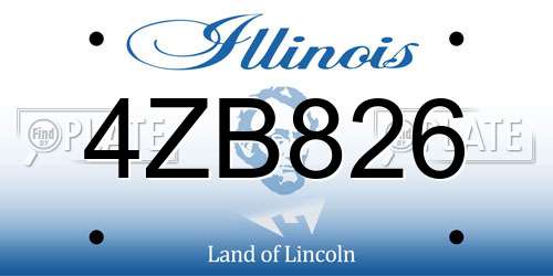 4ZB826 Illinois License Plate