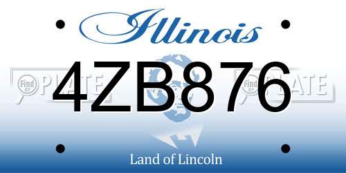 4ZB876 Illinois License Plate