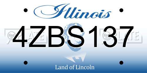 4ZBS137 Illinois License Plate