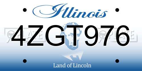 4ZGT976 Illinois License Plate