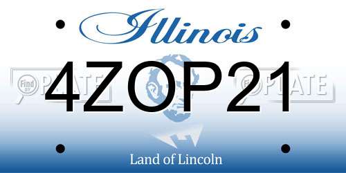 4ZOP21 Illinois License Plate
