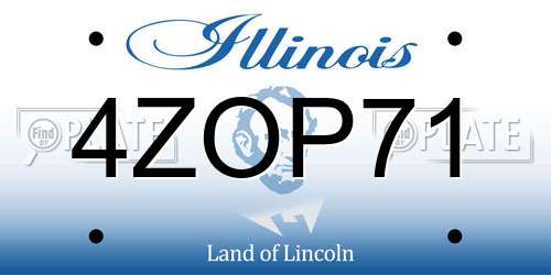 4ZOP71 Illinois License Plate