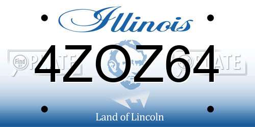 4ZOZ64 Illinois License Plate