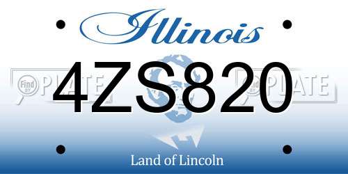 4ZS820 Illinois License Plate