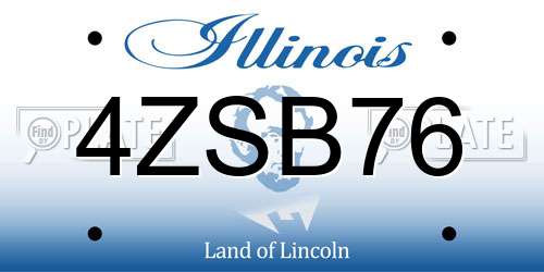 4ZSB76 Illinois License Plate