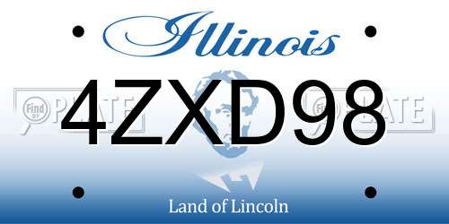 4ZXD98 Illinois License Plate