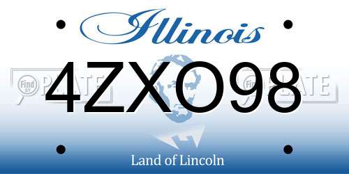 4ZXO98 Illinois License Plate