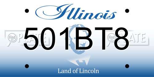 501BT8 Illinois License Plate