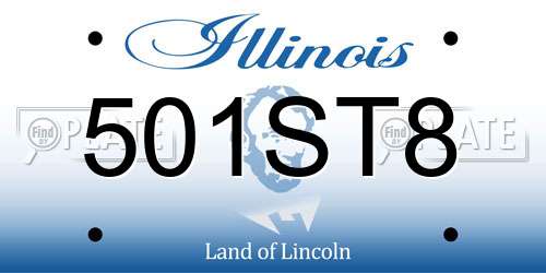 501ST8 Illinois License Plate