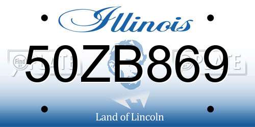 50ZB869 Illinois License Plate