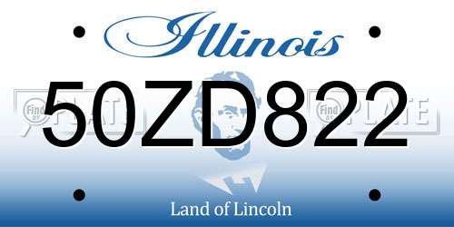 50ZD822 Illinois License Plate