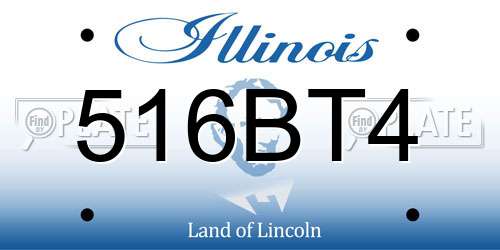 516BT4 Illinois License Plate