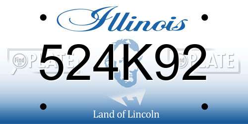 524K92 Illinois License Plate