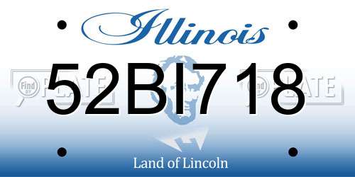 52BI718 Illinois License Plate