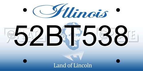 52BT538 Illinois License Plate