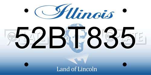 52BT835 Illinois License Plate