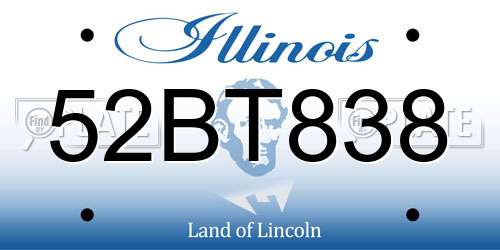 52BT838 Illinois License Plate