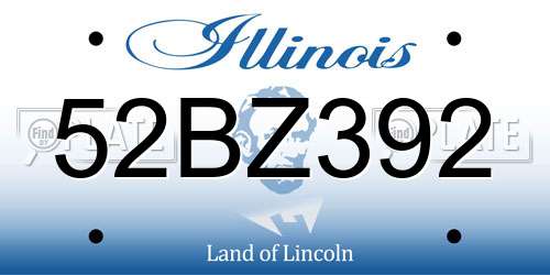 52BZ392 Illinois License Plate