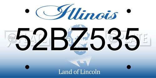 52BZ535 Illinois License Plate