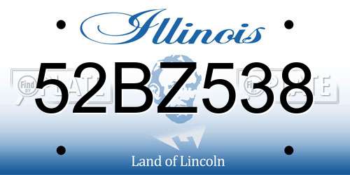 52BZ538 Illinois License Plate