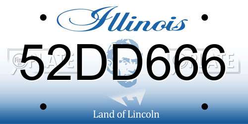 52DD666 Illinois License Plate